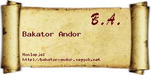 Bakator Andor névjegykártya